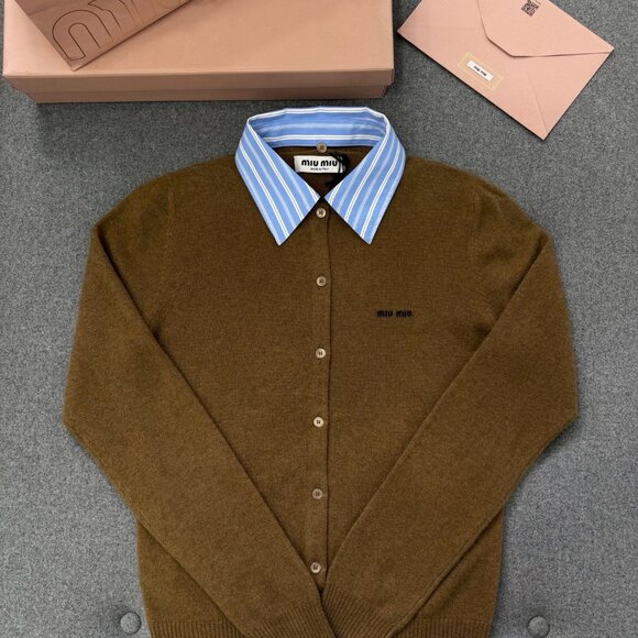 Miu Miu Lapel Cashmere Knit Cardigan Sz S - Picture 5 of 5